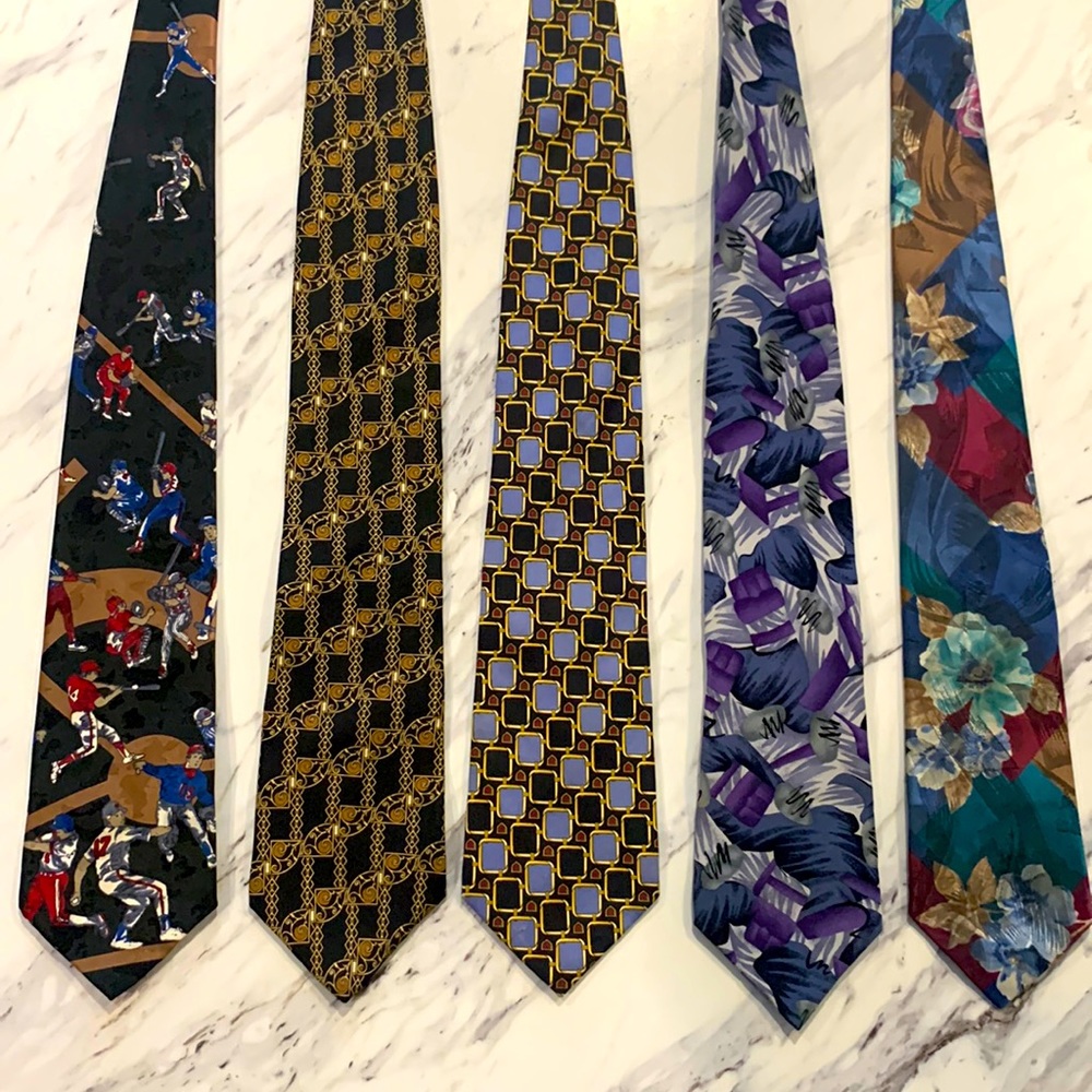 Mens tie collection 5 ties various colors